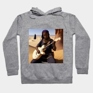 electric guitar touareg player in the desert landescape music heavy Hoodie